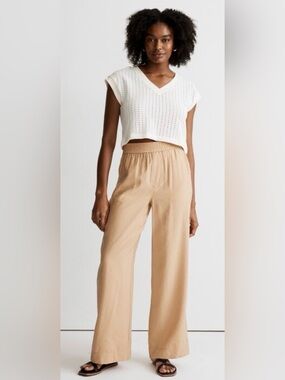 Madewell Knit Mesh V-Neck Crop Tee in Cream, XS, Great Condition!